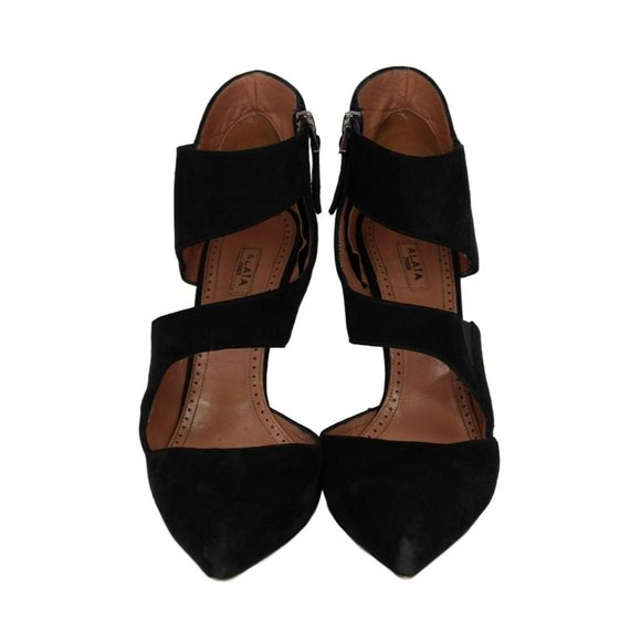 ALAIA Black Suede Point-Toe Cut Out Ankle Bootie Heels  - US 8.5 - Picture 3 of 10